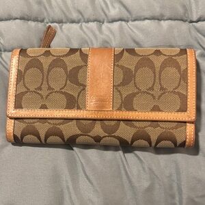 Coach Signature Brown and Tan Clutch